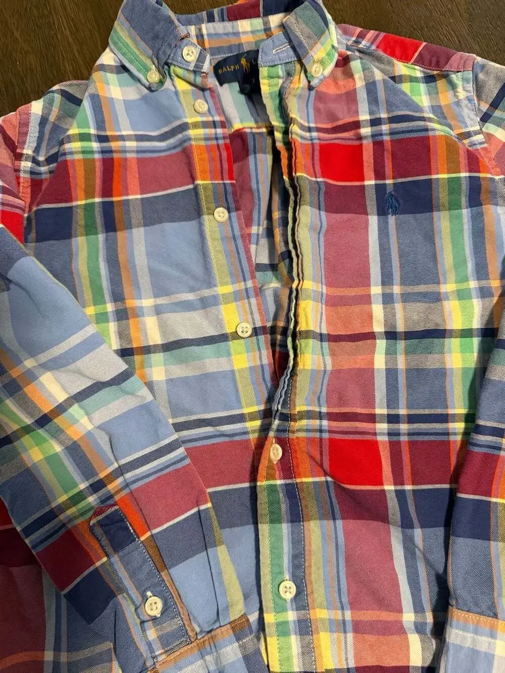 Ralph Lauren Boys Multicolor Plaid Long Sleeve Button-Down Shirt Size 7